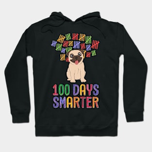 100 Days Smarter 100th Day of School Outfit Dog Lover Pug Hoodie